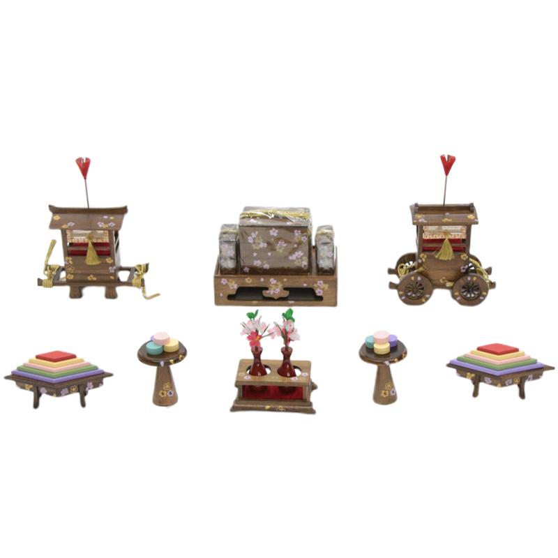 6点セット◇山鉾◇木製品◇雛人形お道具-70 アウトレット品 雛道具お道具セット 六品 40号 山鉾六点セット 古代塗