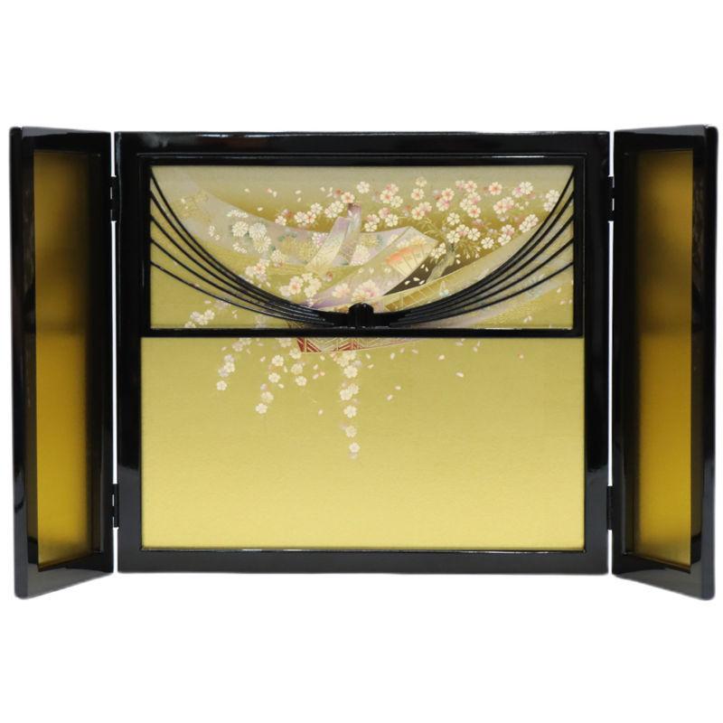 アウトレット品 雛人形三月屏風 屏風のみ 15号 和紙金 金彩四季 慶祝