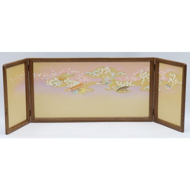 アウトレット品 雛人形三月屏風 屏風のみ 15号 雫柄 金彩彩雲桜 古代