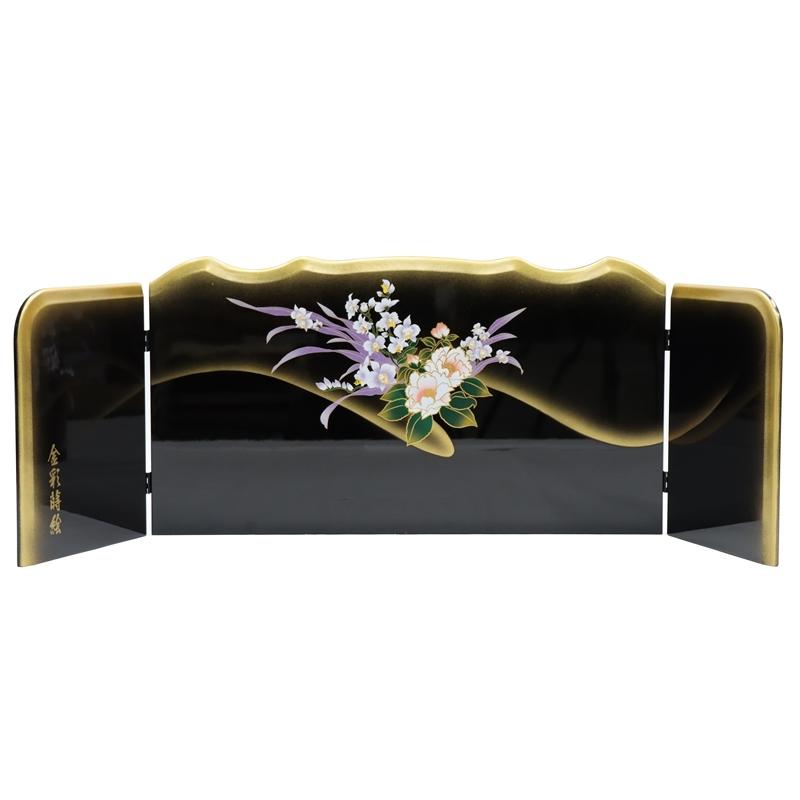 アウトレット品 雛人形屏風単品 15号三月屏風 古代 まどか刺繍金彩花丸（