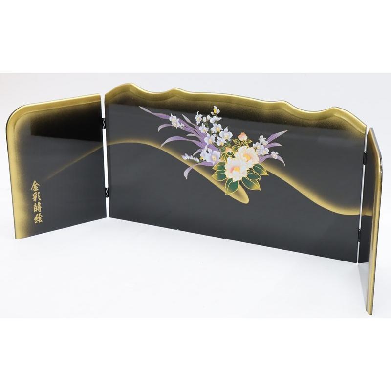 アウトレット品 雛人形屏風単品 15号三月屏風 古代 まどか刺繍金彩花丸（