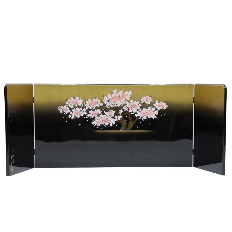 週末値下げ！未使用　吉徳 雛壇　飾り台　弥生の桜　御屏風 雛人形 宴桜 コンパクト 親王飾り 二曲屏風 金銀箔押し 桜散らし