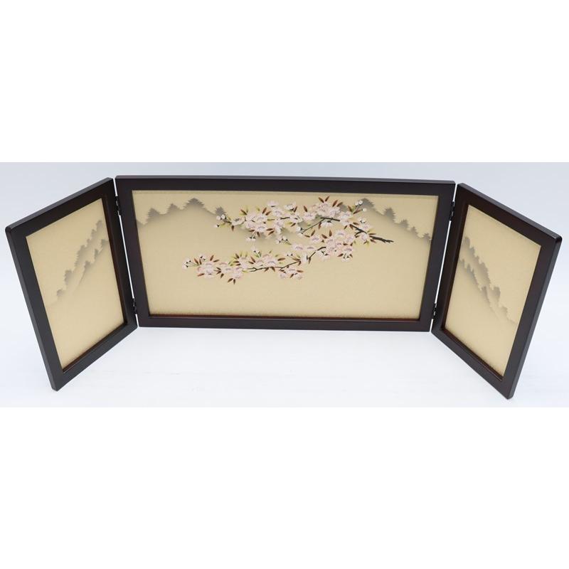 アウトレット品 雛人形三月屏風 屏風のみ 13号 友禅桜 倫光 華 花梨塗