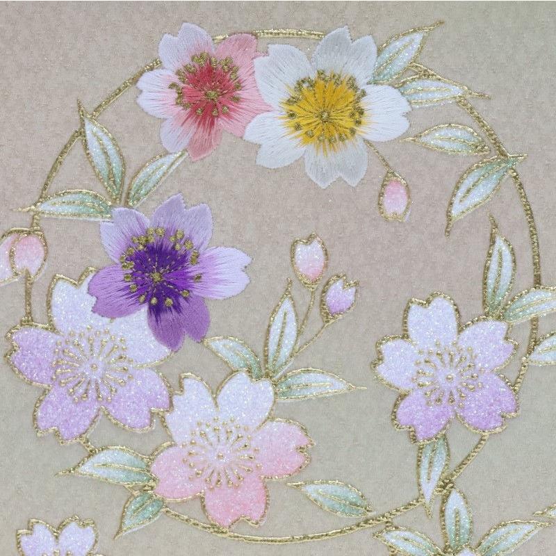 アウトレット品 雛人形屏風単品 13号三月屏風 古代 彩華刺繍金彩花丸