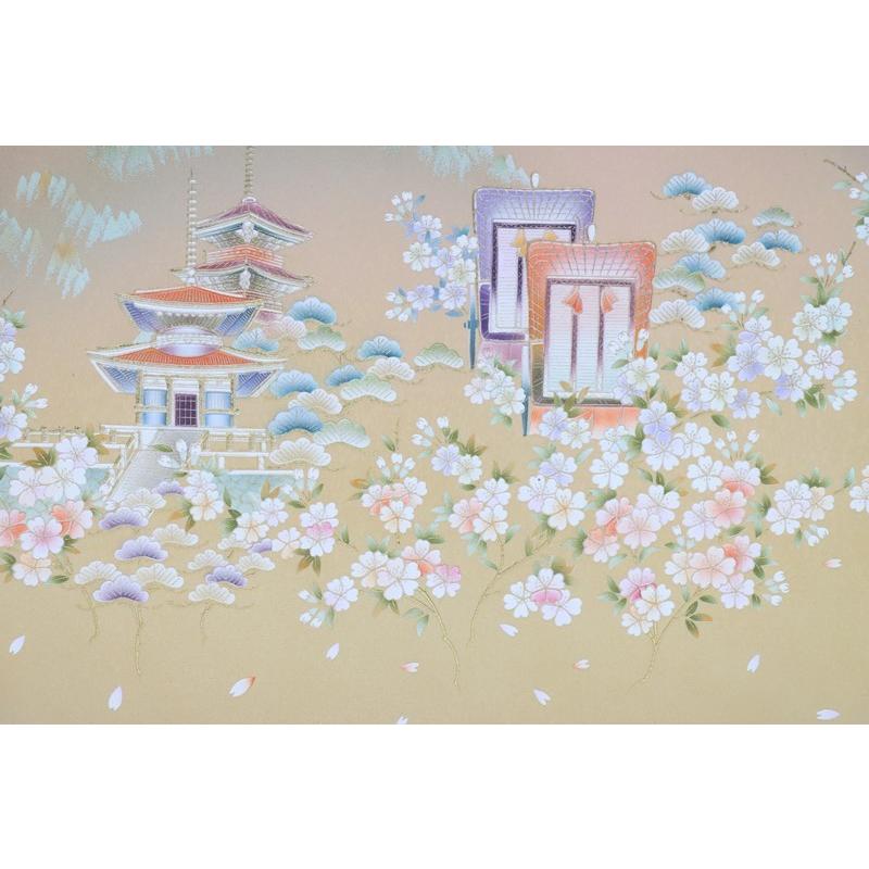 アウトレット品 雛人形三月屏風 屏風のみ 13号 金彩 祇園桜 雫柄 桂 三