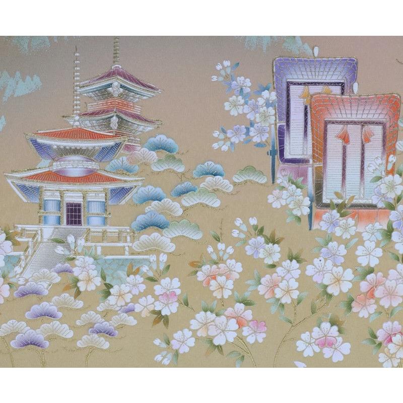 アウトレット品 雛人形三月屏風 屏風のみ 13号 金彩 祇園桜 雫柄 桂 三