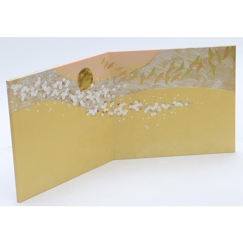 アウトレット品 雛人形三月屏風 屏風のみ 12号 群鶴 飛翔金 二曲屏風