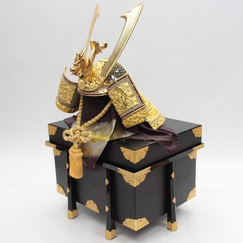 アウトレット品 五月人形兜 単品 40号 飛龍 山吹 ヒスイ玉 櫃付