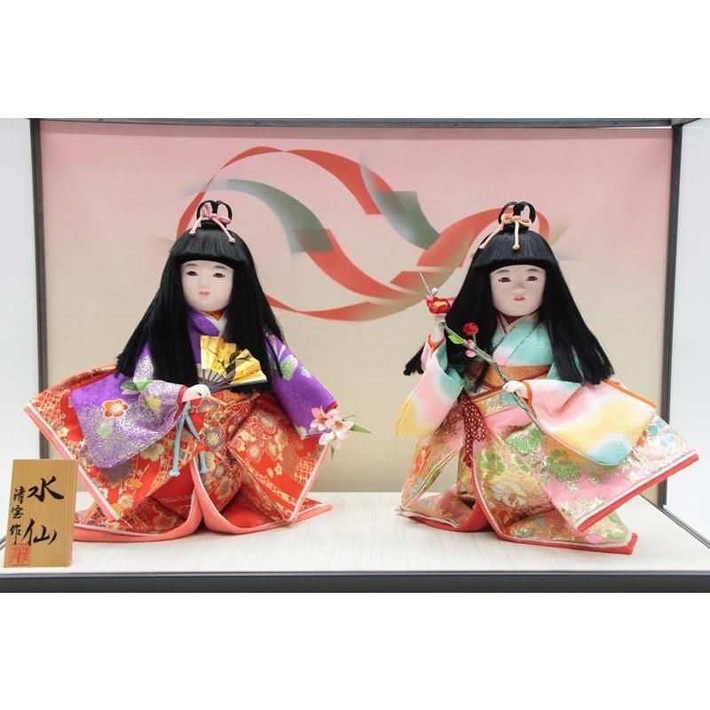 アウトレット品 雛人形童人形 10号 水仙人形 二人 扇梅 舞踊人形 日本