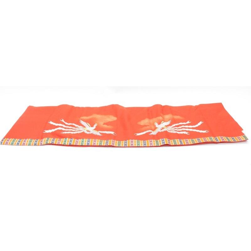 アウトレット品 三月毛せん 雛人形用 45×7 鳳凰刺繍入 繧繝付き 赤毛氈