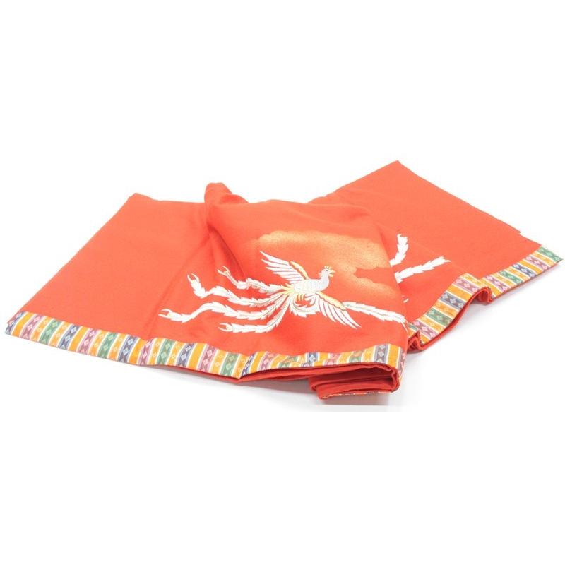 アウトレット品 三月毛せん 雛人形用 45×7 鳳凰刺繍入 繧繝付き 赤毛氈