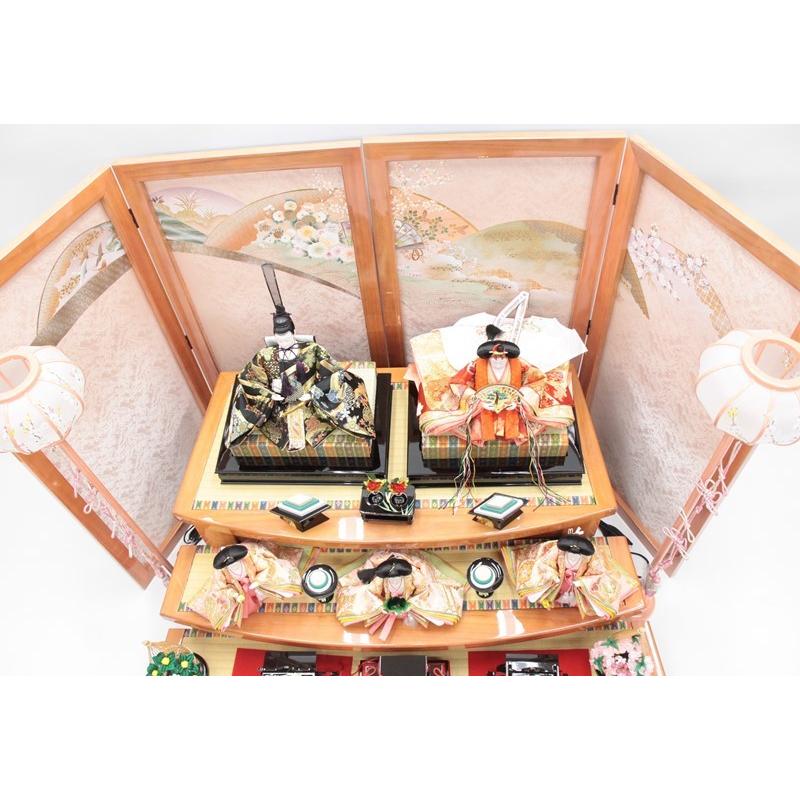 《送料込》 アウトレット品 雛人形五人三段飾り 五人飾りセット パールピンク 御幸セット 落とし屏風 22a-ya-2878 【OCQ1560959667】(56320円)