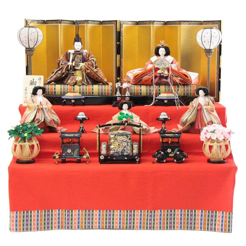 アウトレット品 雛人形五人三段飾り 五人飾りセット 草園 金沢箔セット