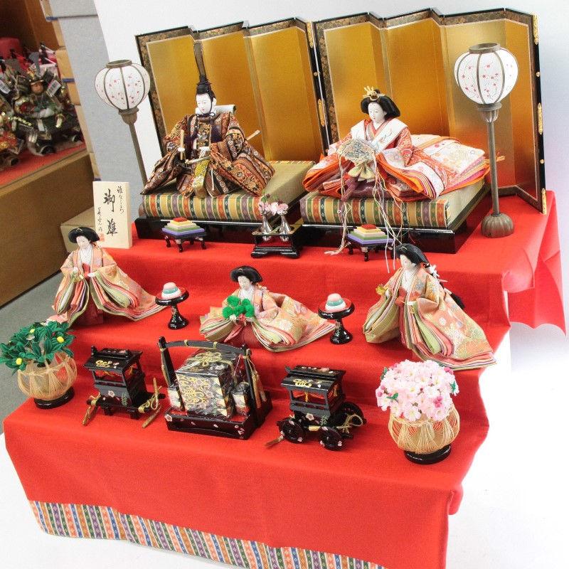 アウトレット品 雛人形五人三段飾り 五人飾りセット 草園 金沢箔セット