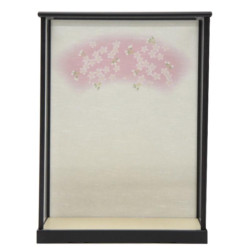 アウトレット品 人形ケース単品空ケース 黒塗 前開き 桜バック22a-ya