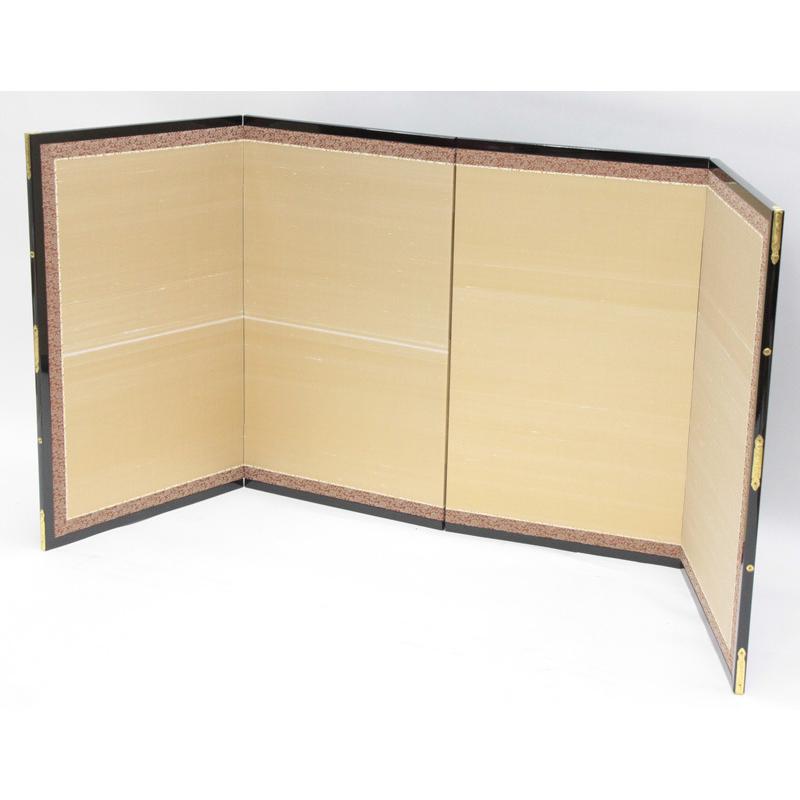 【中古美品】5月屏風屏　新箔押 アンティーク 五月人形 インテリア 五月人形 コンパクト 屏風 22号 袋張屏風 銀松格子柄 おしゃれ モダン