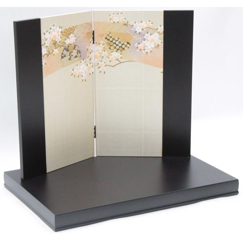 アウトレット品 雛人形平飾台 屏風・台セット 22号 黒エンボス平台 本