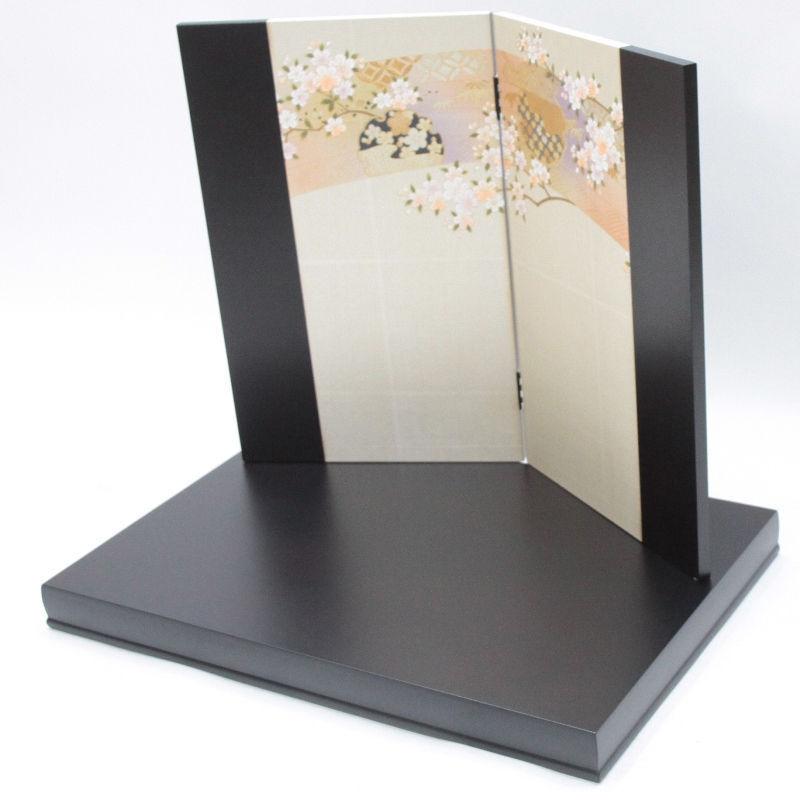 アウトレット品 雛人形平飾台 屏風・台セット 22号 黒エンボス平台 本