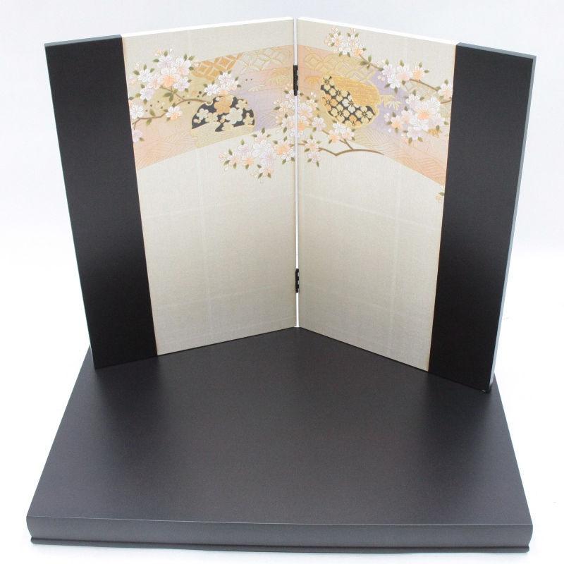 アウトレット品 雛人形平飾台 屏風・台セット 22号 黒エンボス平台 本