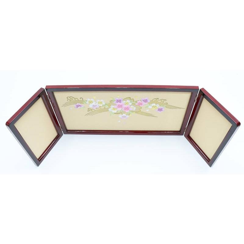 アウトレット品 雛人形 三月屏風 屏風のみ 9号 塗桐WR(波に桜) 三曲