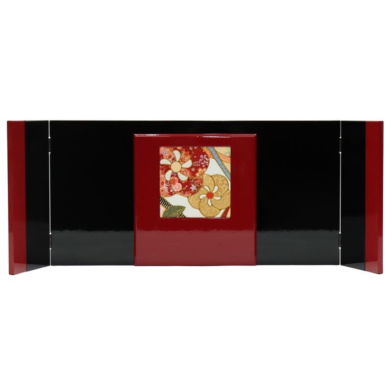 アウトレット品 雛人形 三月屏風 屏風のみ 11号 41A-59 (赤/黒)木目込