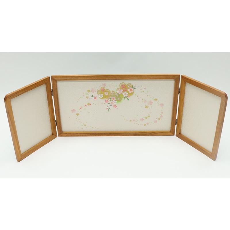 アウトレット品 屏風 屏風のみ 12号 三曲屏風 ケヤキ色・桜舞 23a-ya-0200_3