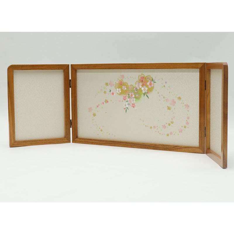 アウトレット品 屏風 屏風のみ 12号 三曲屏風 ケヤキ色・桜舞 23a-ya-0200_4