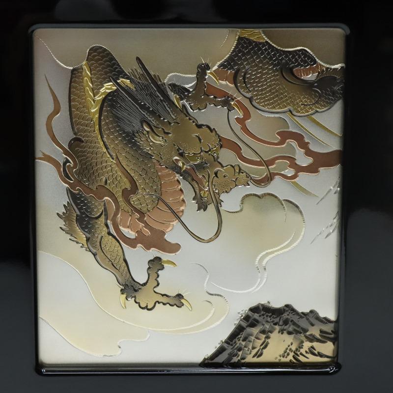 アウトレット品 屏風 屏風のみ 52cm 二曲屏風 彫金龍虎 黒塗 M12 H1
