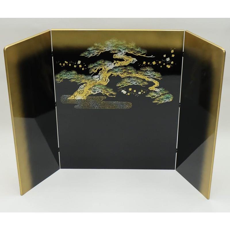 和風飾り一式（金屏風、黒塗り台、手まり3種） 黒台＋ちりめん台＋金屏風のお飾りセット【ちりめん 飾り台 和紙