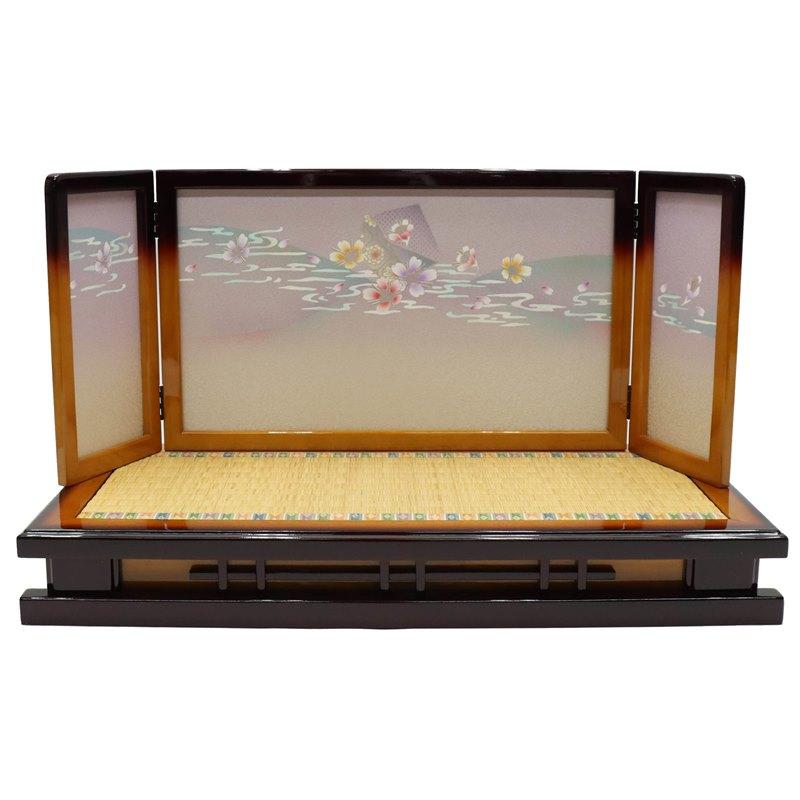 アウトレット品 雛人形 屏風台 台屏風セット 王朝塗り No.1-85 流水花