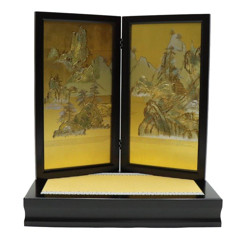 アウトレット品 屏風台 台屏風セット 黒檀塗畳台 屏風付 23a-ya-0697