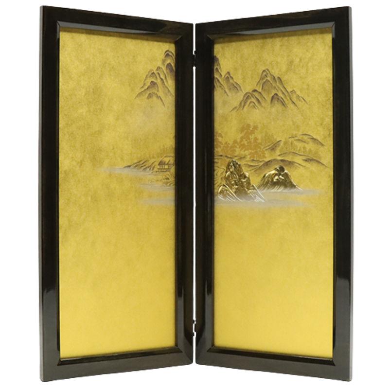 アウトレット品 屏風 単品 25号 二曲屏風 時代塗 山水 24a-ya-0012