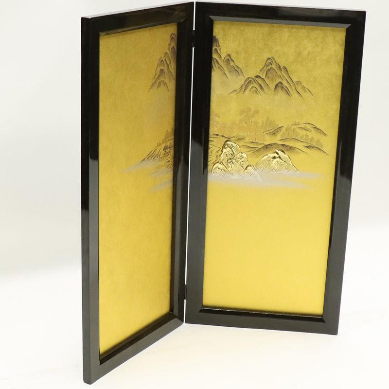 アウトレット品 屏風 単品 25号 二曲屏風 時代塗 山水 24a-ya-0012