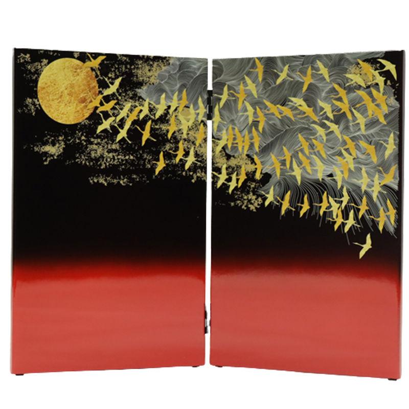 アウトレット品 屏風 単品 10号 群鶴 二曲屏風 華山 24a-ya-0158