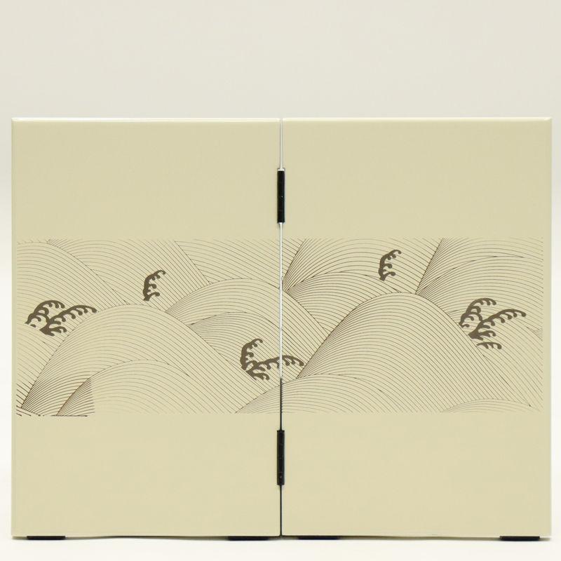 アウトレット品 屏風 単品 21cm 青海波 二曲屏風 アイボリー 24a-ya 