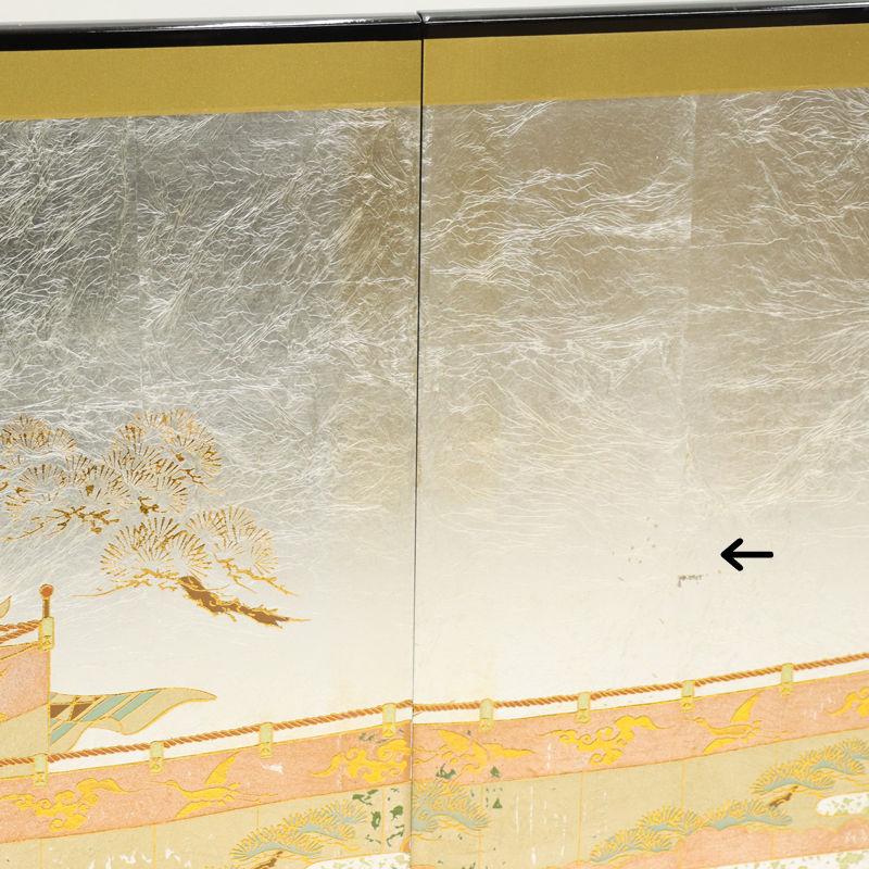 金箔絹目二重ヘリ付き　六曲一双金屏風18号　未使用品　美品　収納箱付き 楽天市場】国産 【送料無料】 金屏風 7尺6曲 SLタイプ 新洋金絹