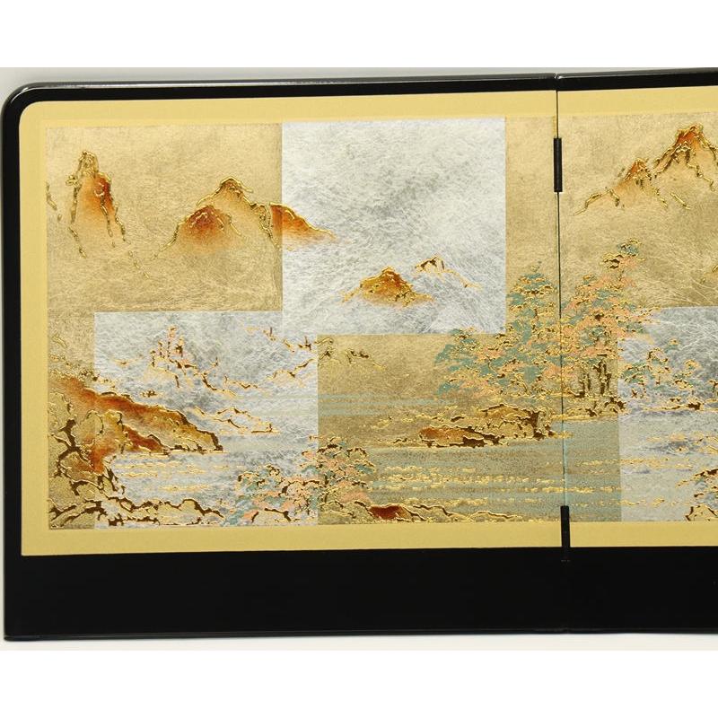 アウトレット品 屏風 単品 11号 金銀箔押 三曲屏風 秋山満開 24a