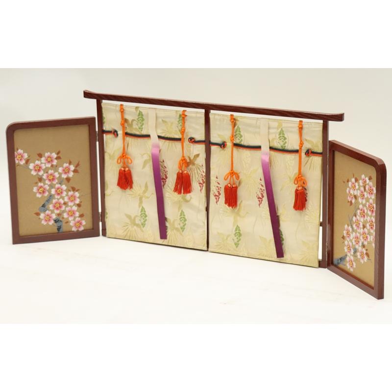 アウトレット品 屏風 単品 13号 几帳 三曲屏風 赤 24a-ya-0500の画像