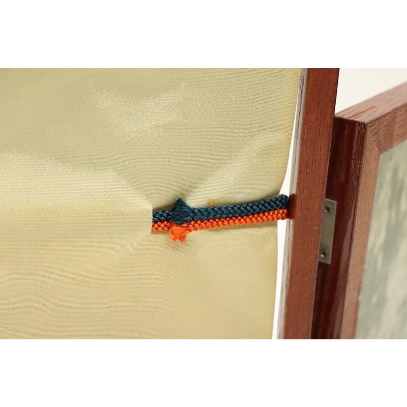 アウトレット品 屏風 単品 13号 几帳 三曲屏風 赤 24a-ya-0500の画像