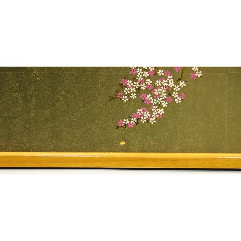 アウトレット品 屏風 単品 12号 金彩桜雲 三曲屏風 木肌 24a-ya