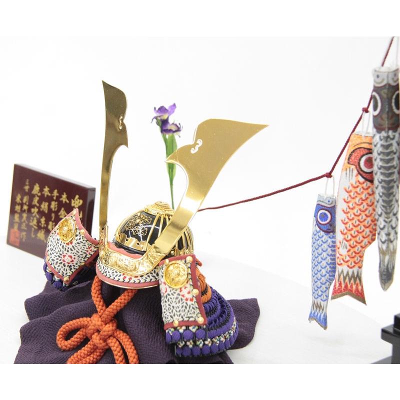 五月人形 Ａ   兜飾り （平飾り）セット 五月人形 兜 平飾り 5号（245to0161）実正 ym1151n（gk109b