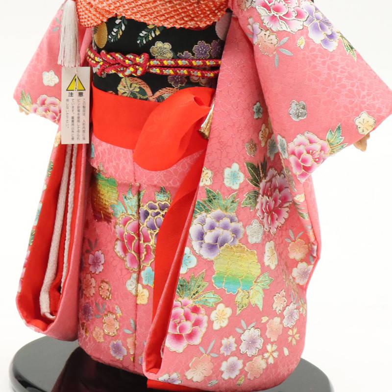 アウトレット品 雛人形 市松人形 13号 金彩 ピンク 25a-ya-0068
