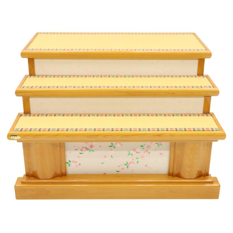 雛人形用　御飾台　三段飾り　飾り台 アウトレット品 雛人形 台単品 75cm×3 道長桜 総桧 三段飾り台 25a-ya