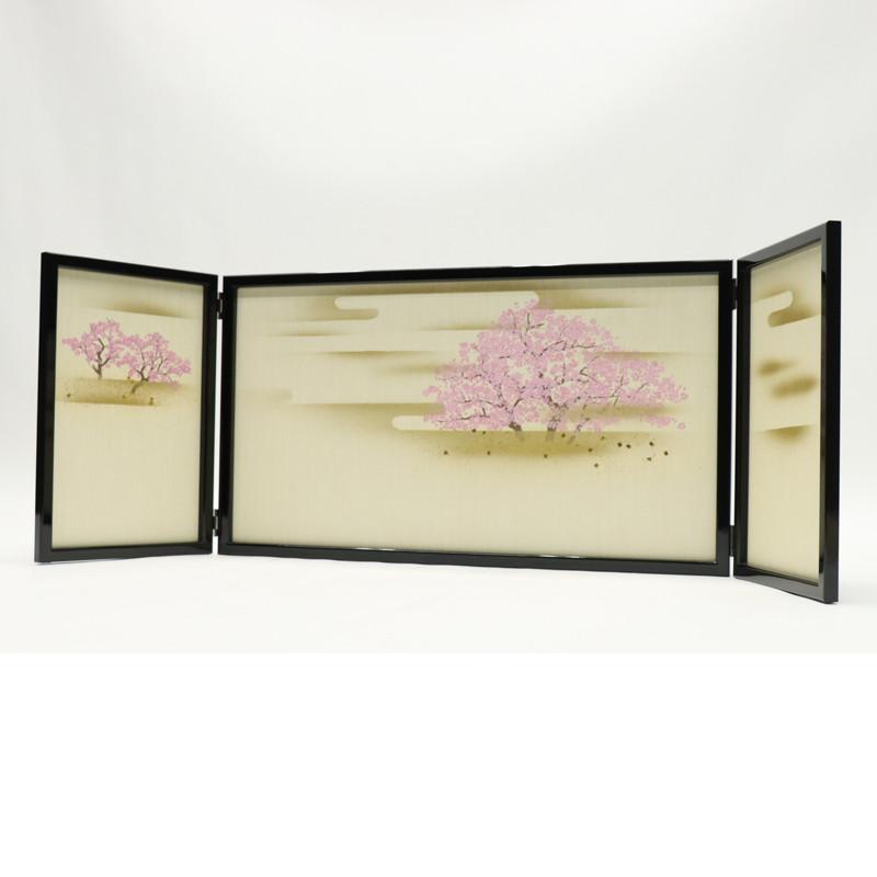 アウトレット品 インテリア 屏風単品 13号 桜寿 三曲屏風 25a-ya-0238
