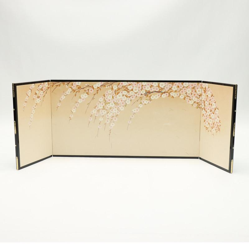 アウトレット品 インテリア 屏風単品 15号 しだれ桜 三曲本仕立 25a-ya