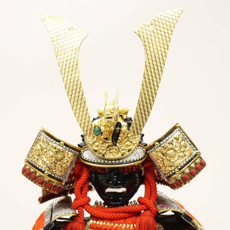 アウトレット品 五月人形 鎧単品 12号 豪 赤糸縅 純金箔押木彫龍頭 25a