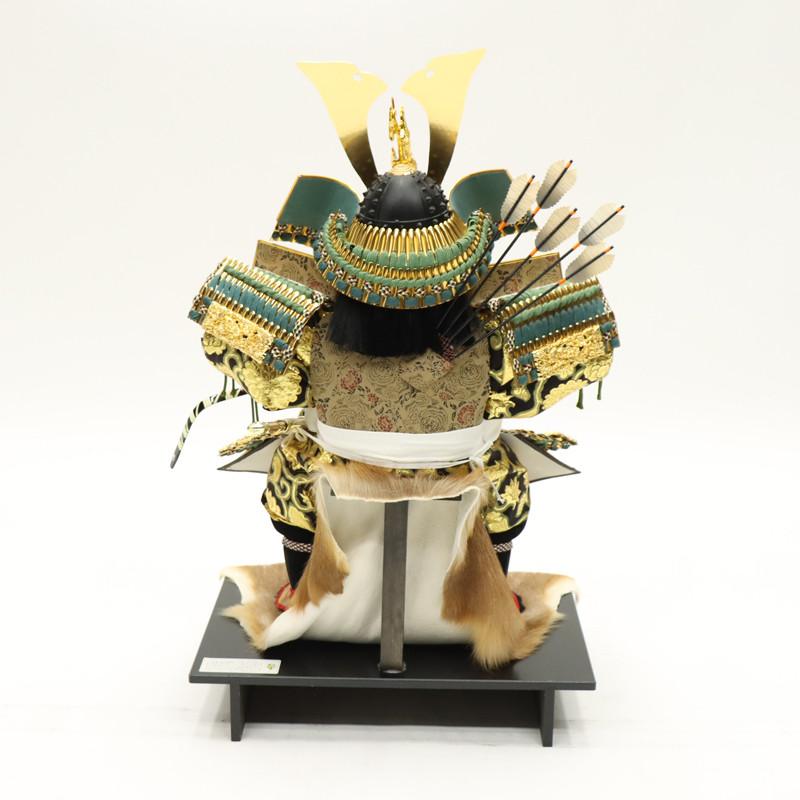 アウトレット品 五月人形 子ども大将単品 10号 鎧着大将 正絹 緑段彫金