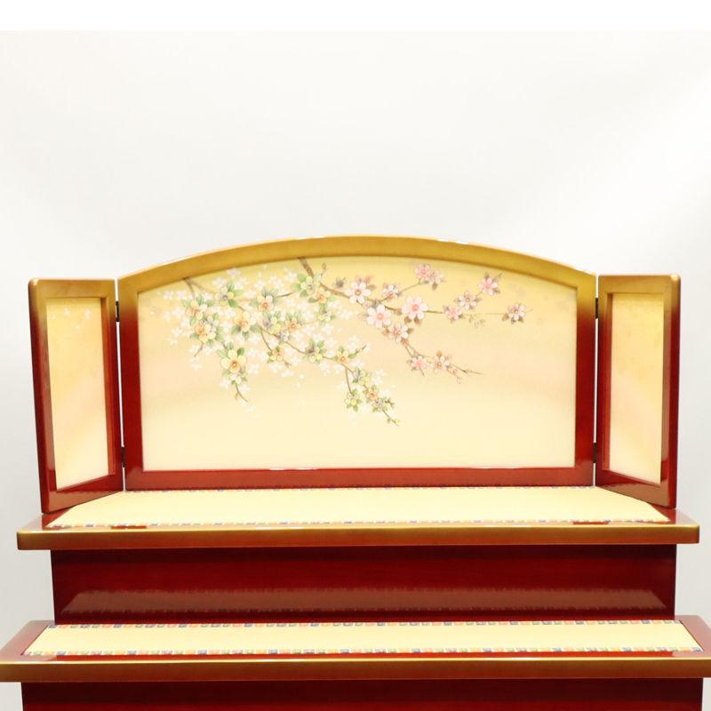 アウトレット品 雛人形 台屏風セット 35×3 三段飾り台 幸 赤塗金彩 三