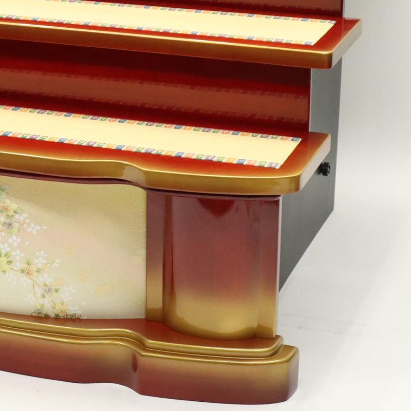 アウトレット品 雛人形 台屏風セット 35×3 三段飾り台 幸 赤塗金彩 三