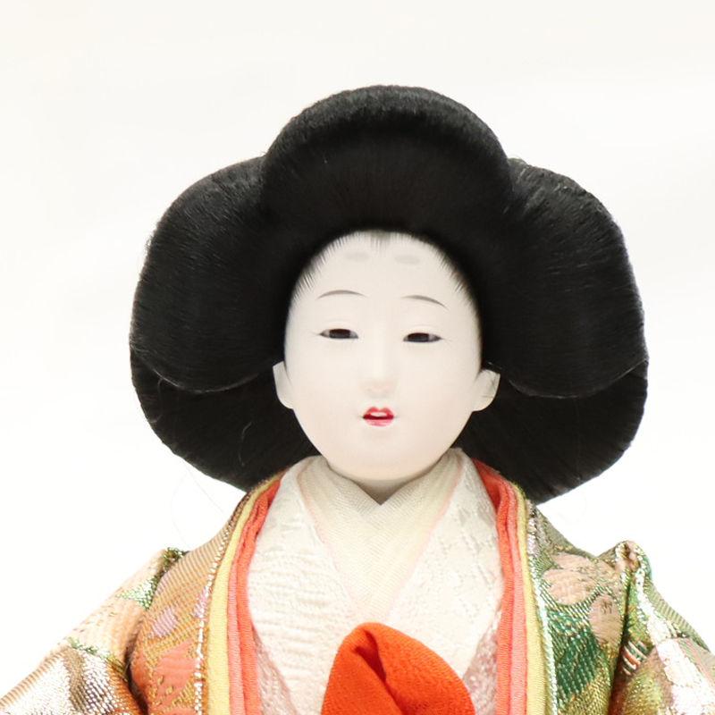 3F 時代物 日本人形 雛人形 官女 金襴装束 飾り台付 骨董品 昭和レトロ ア アウトレット品 雛人形 人形単品 三五 三人官女 金襴 一人台付 3人 25a